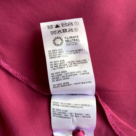 Reformation Daniela Silk Deep V Neck Halter Maxi Dress Gown Hibiscus Tea - Picture 13 of 15